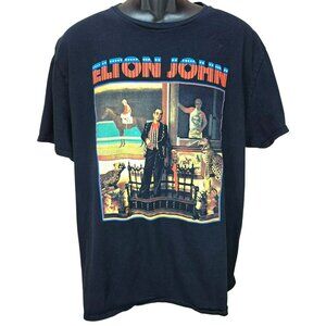 Elton John Graphic Black Cotton Vintage Style T-Shirt XL